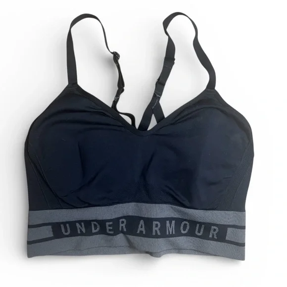 Under Armour Black Gray Compression Crossback Sports Bra - Picture 1 of 3